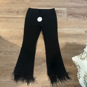 Feathered Black Jeans